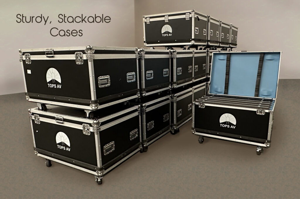 TOPS AV LED Video wall stackable storage road cases